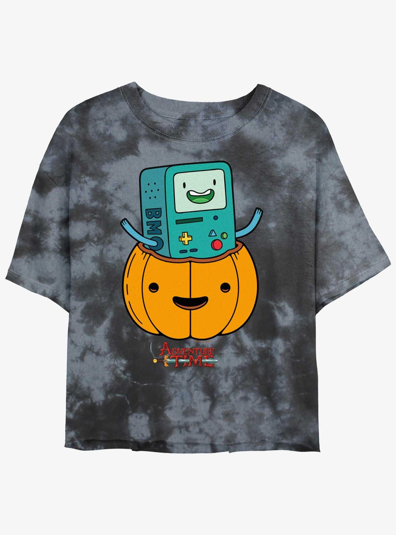 Adventure Time BMO Lantern Womens Tie-Dye Crop T-Shirt, BLKCHAR, hi-res