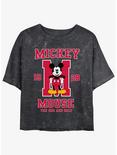 Disney Mickey Mouse The One And Only Womens Mineral Wash Crop T-Shirt, BLACK, hi-res