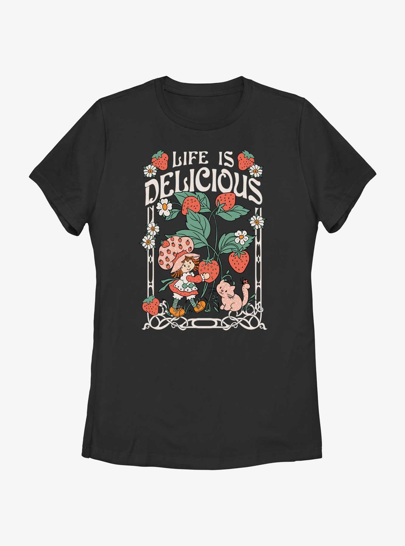 Strawberry Shortcake Life Is Delicious Womens T-Shirt, BLACK, hi-res