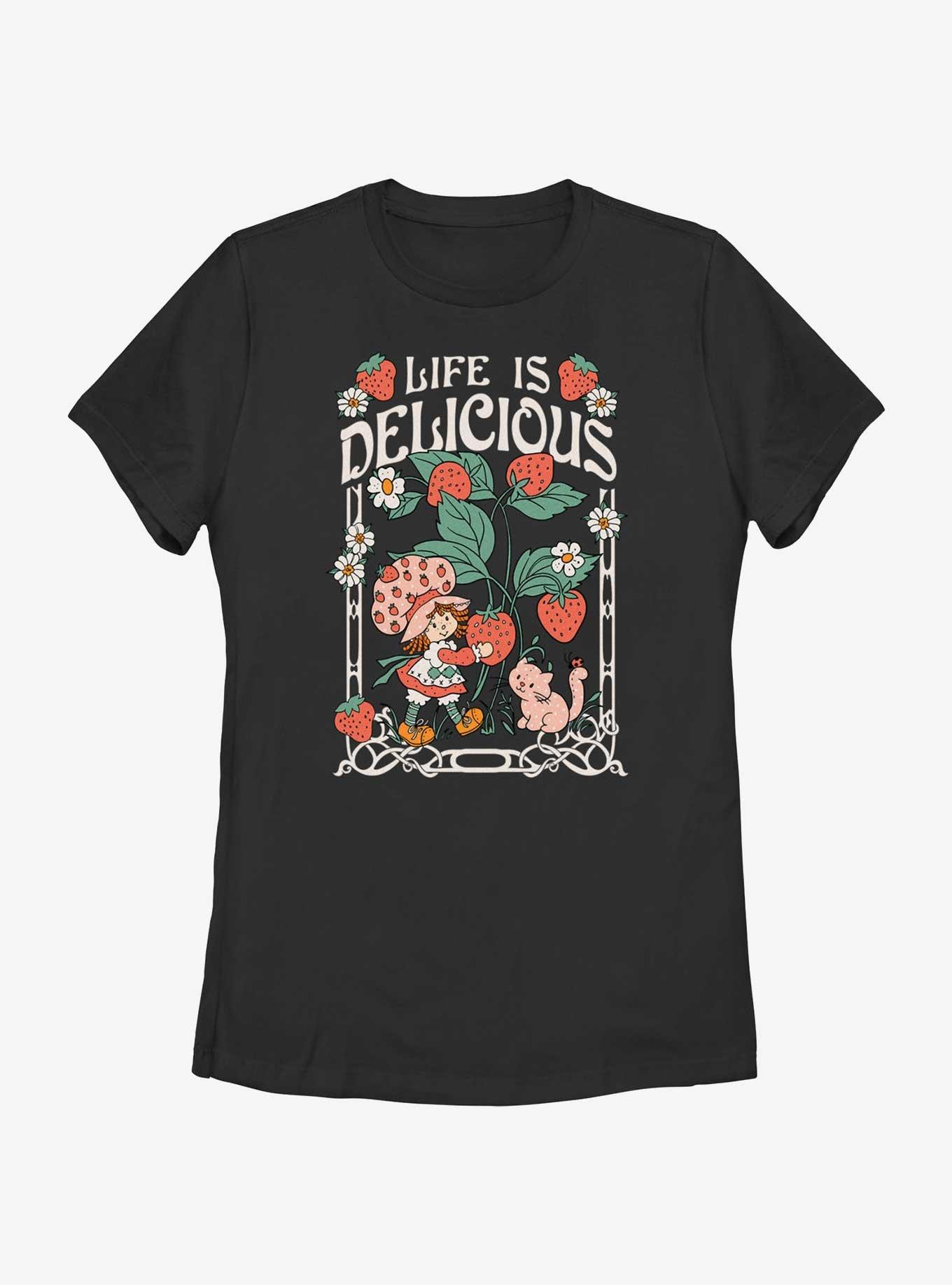 Strawberry Shortcake Life Is Delicious Womens T-Shirt, BLACK, hi-res