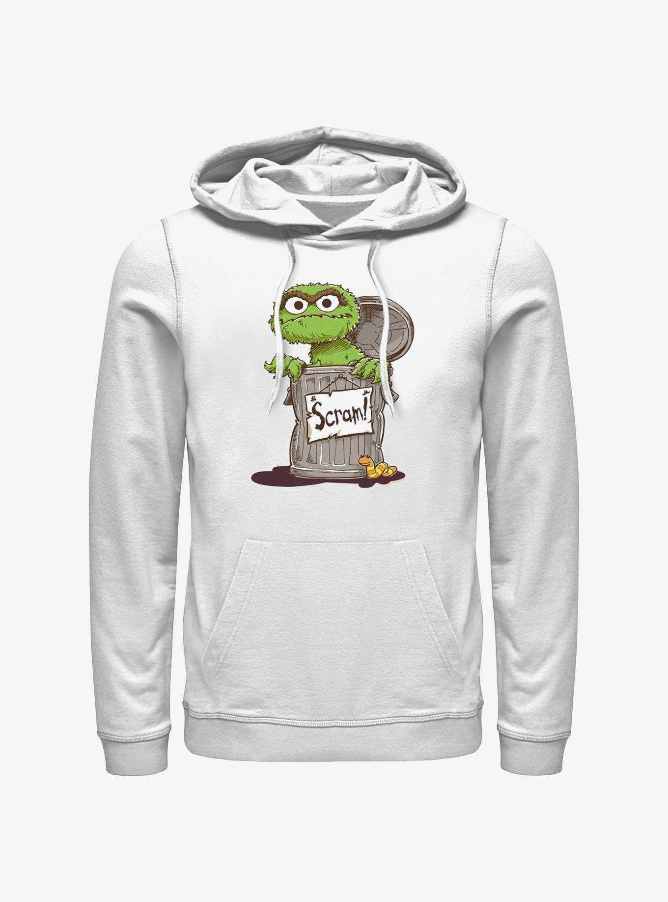 Sesame Street Oscar Scram Sign Hoodie, WHITE, hi-res