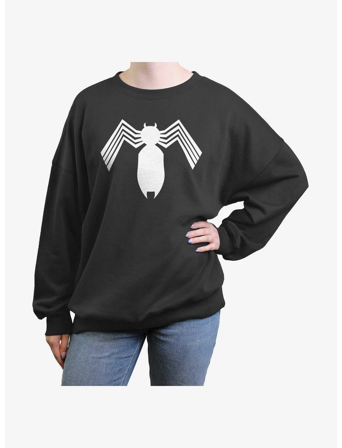 Marvel Spider-Man Symbiote Spider-Man Logo Womens Oversized Sweatshirt, CHARCOAL, hi-res
