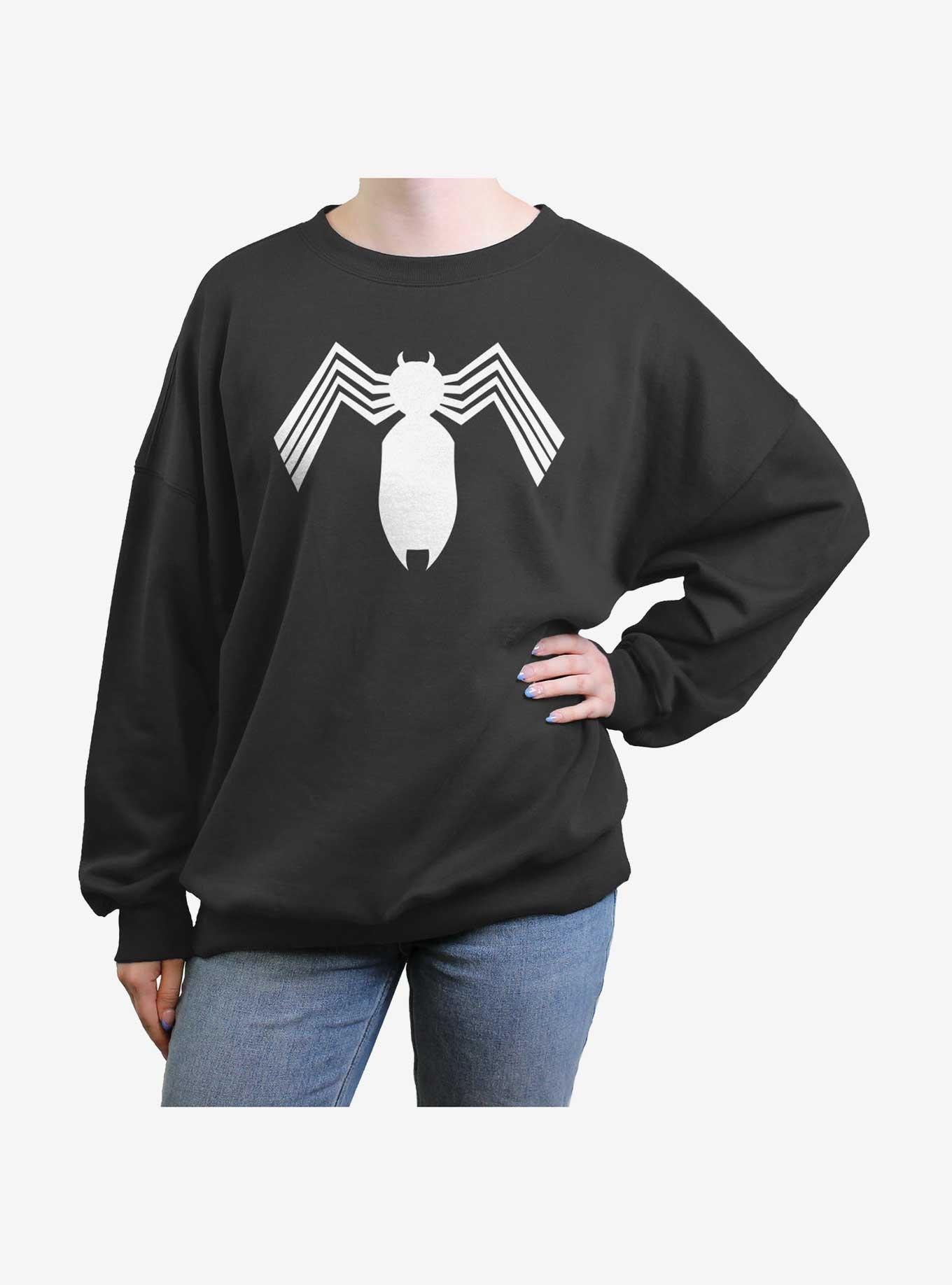 Marvel Spider-Man Symbiote Spider-Man Logo Womens Oversized Sweatshirt, CHARCOAL, hi-res