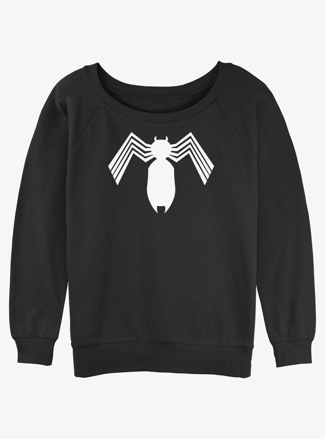 Marvel Spider-Man Symbiote Spider-Man Logo Womens Slouchy Sweatshirt, BLACK, hi-res