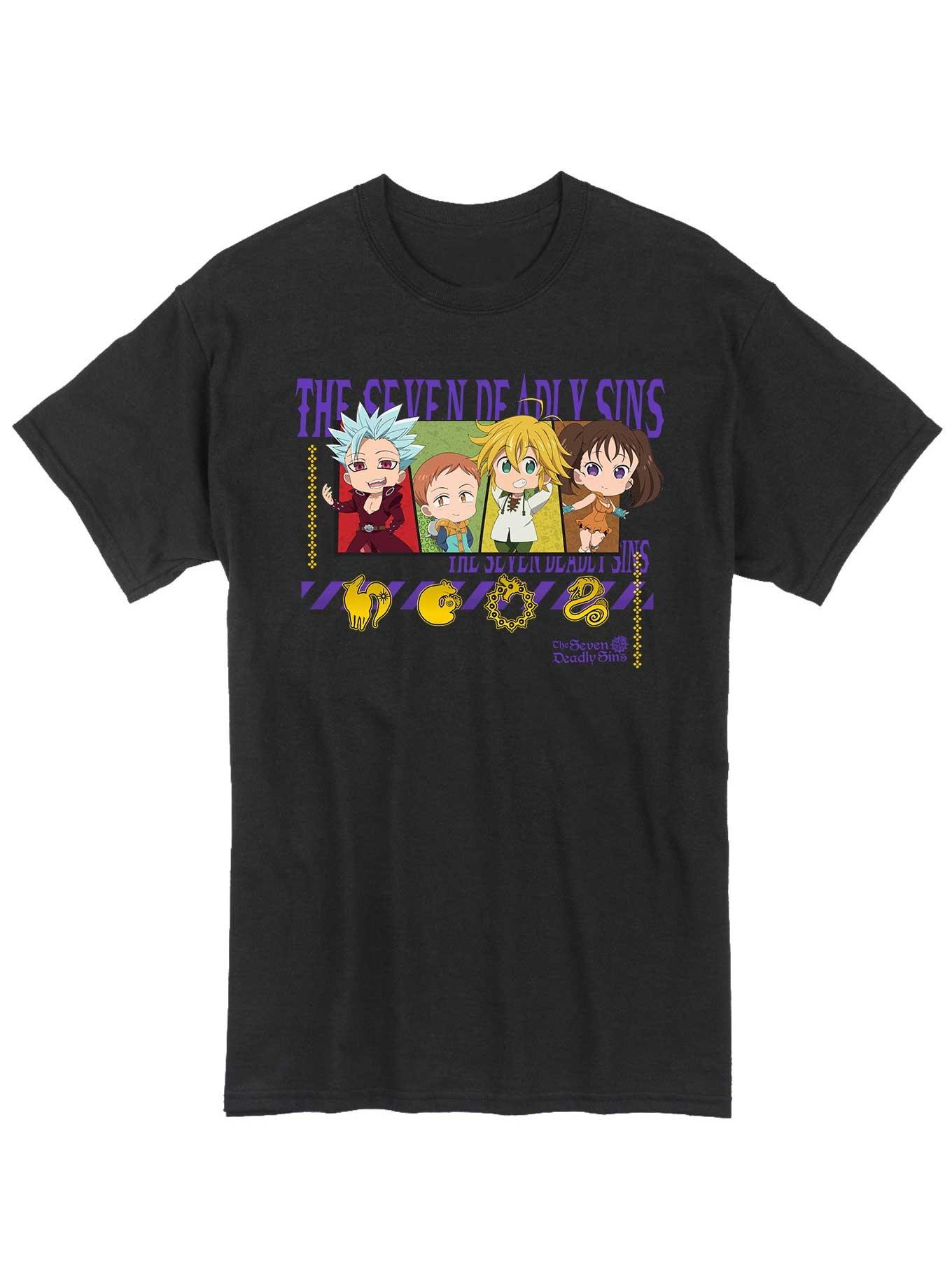 Seven Deadly Sins Chibi Character Panels T-Shirt, , hi-res