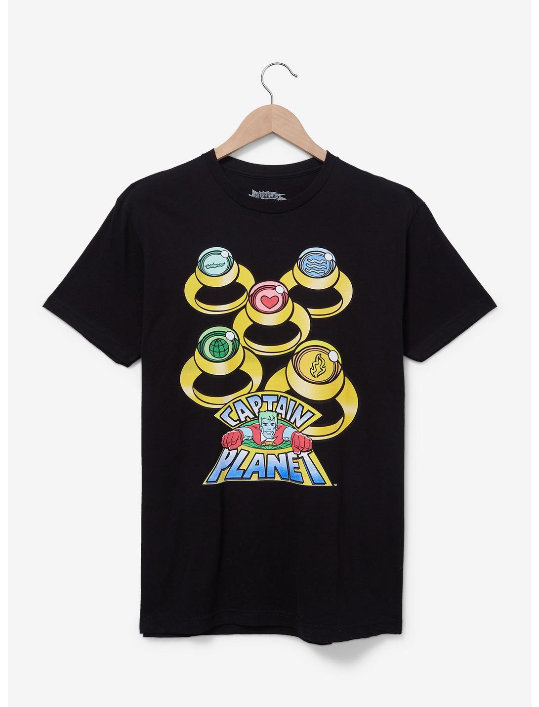 Captain Planet and the Planeteers Planeteer Rings T-Shirt - BoxLunch Exclusive, BLACK, hi-res