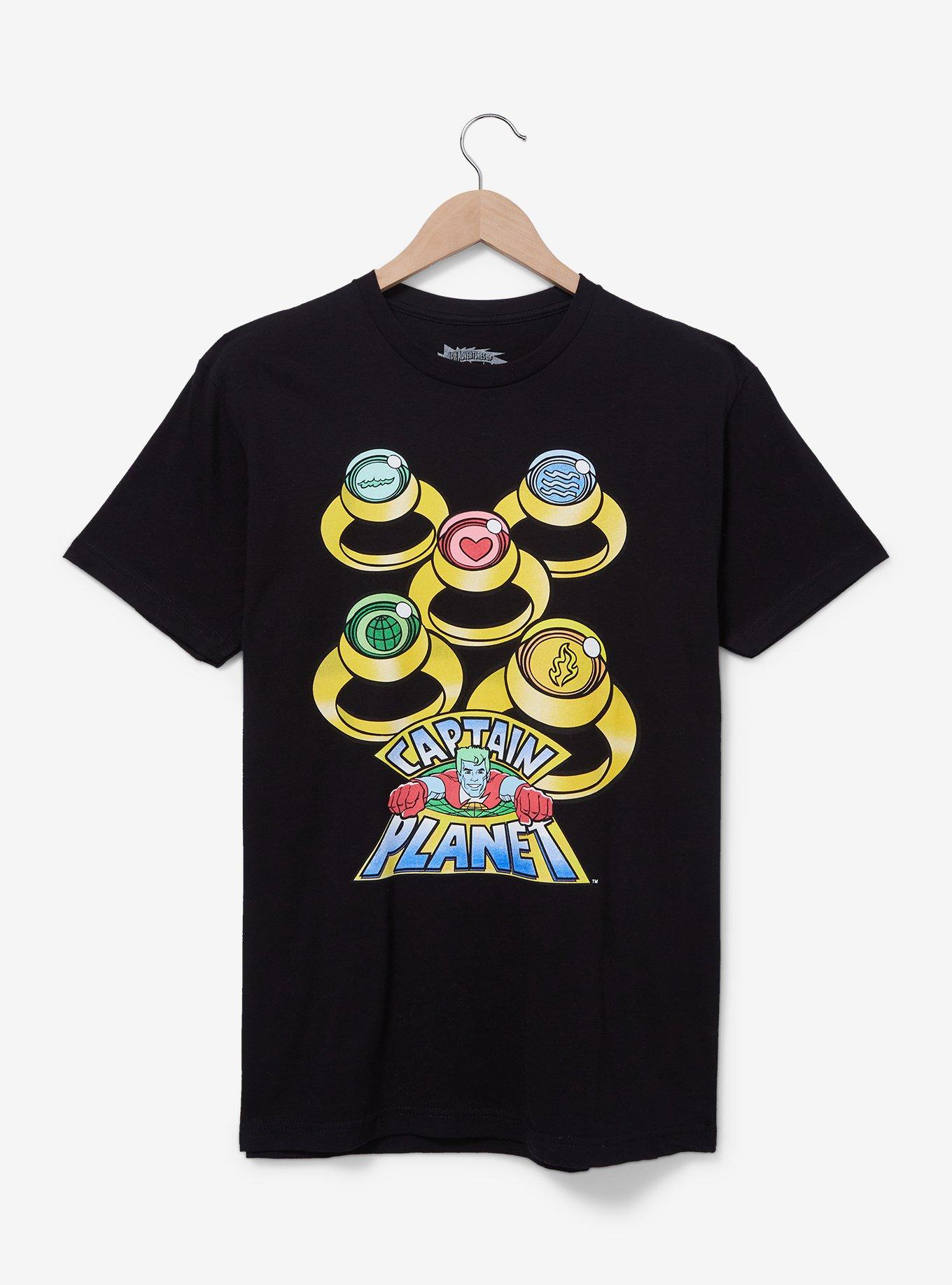 Captain Planet and the Planeteers Planeteer Rings T-Shirt - BoxLunch Exclusive, BLACK, hi-res