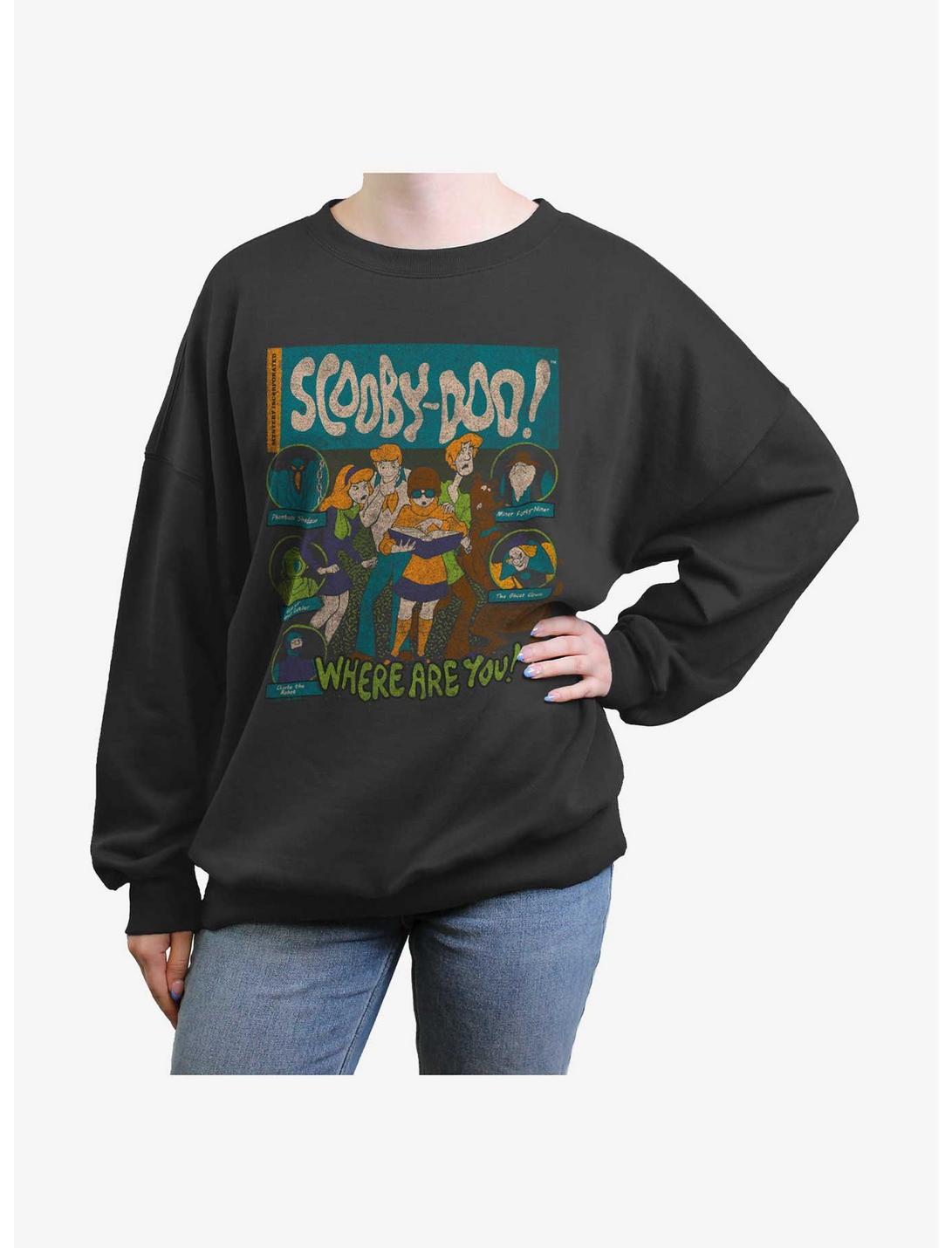 Scooby Doo Mystery Poster Girls Oversized Sweatshirt, CHARCOAL, hi-res