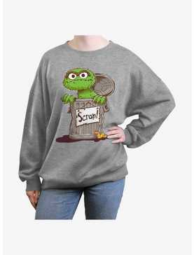 Sesame Street Oscar Scram Sign Girls Oversized Sweatshirt, , hi-res