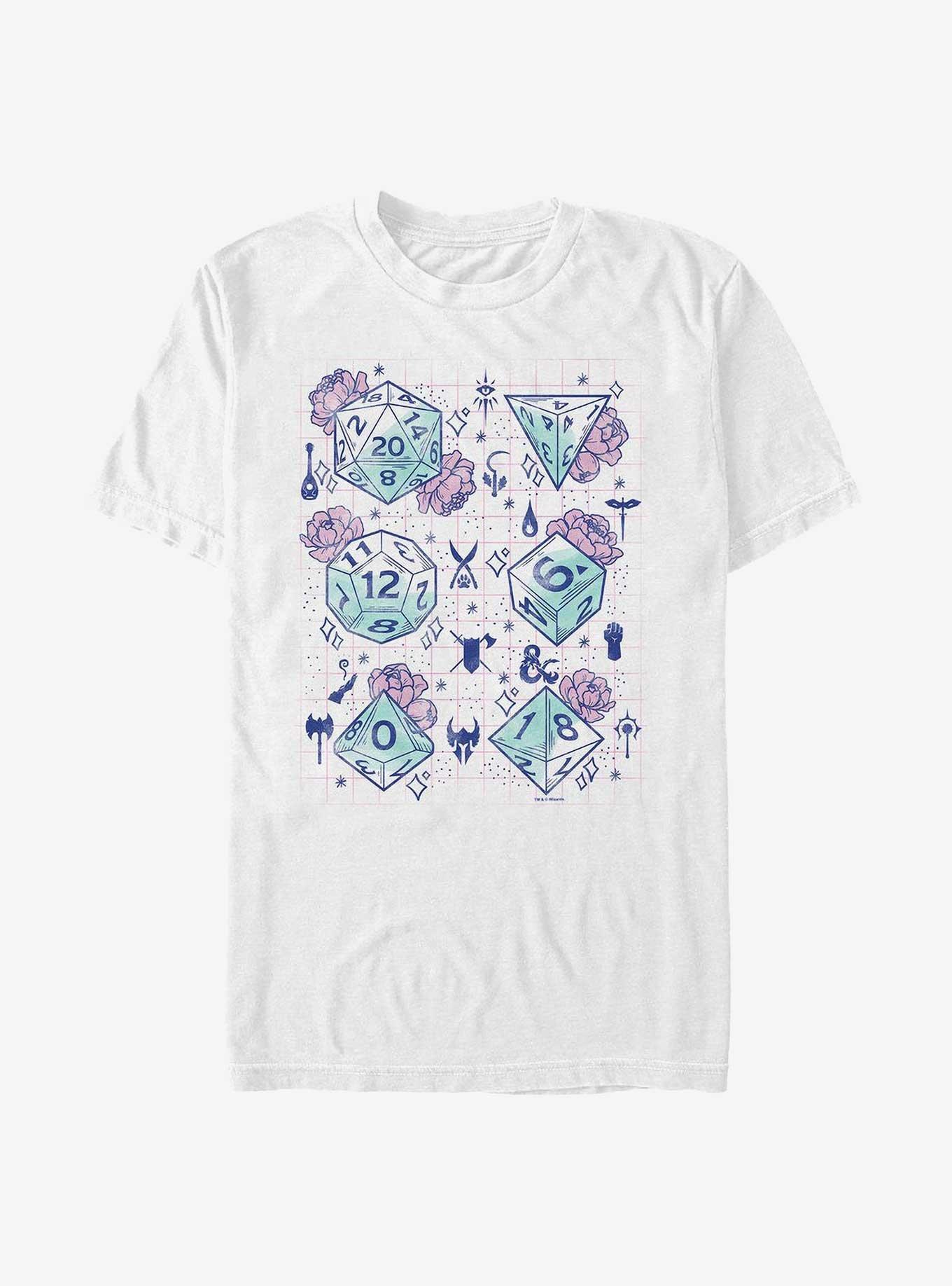Dungeons & Dragons Floral Dice T-Shirt, WHITE, hi-res