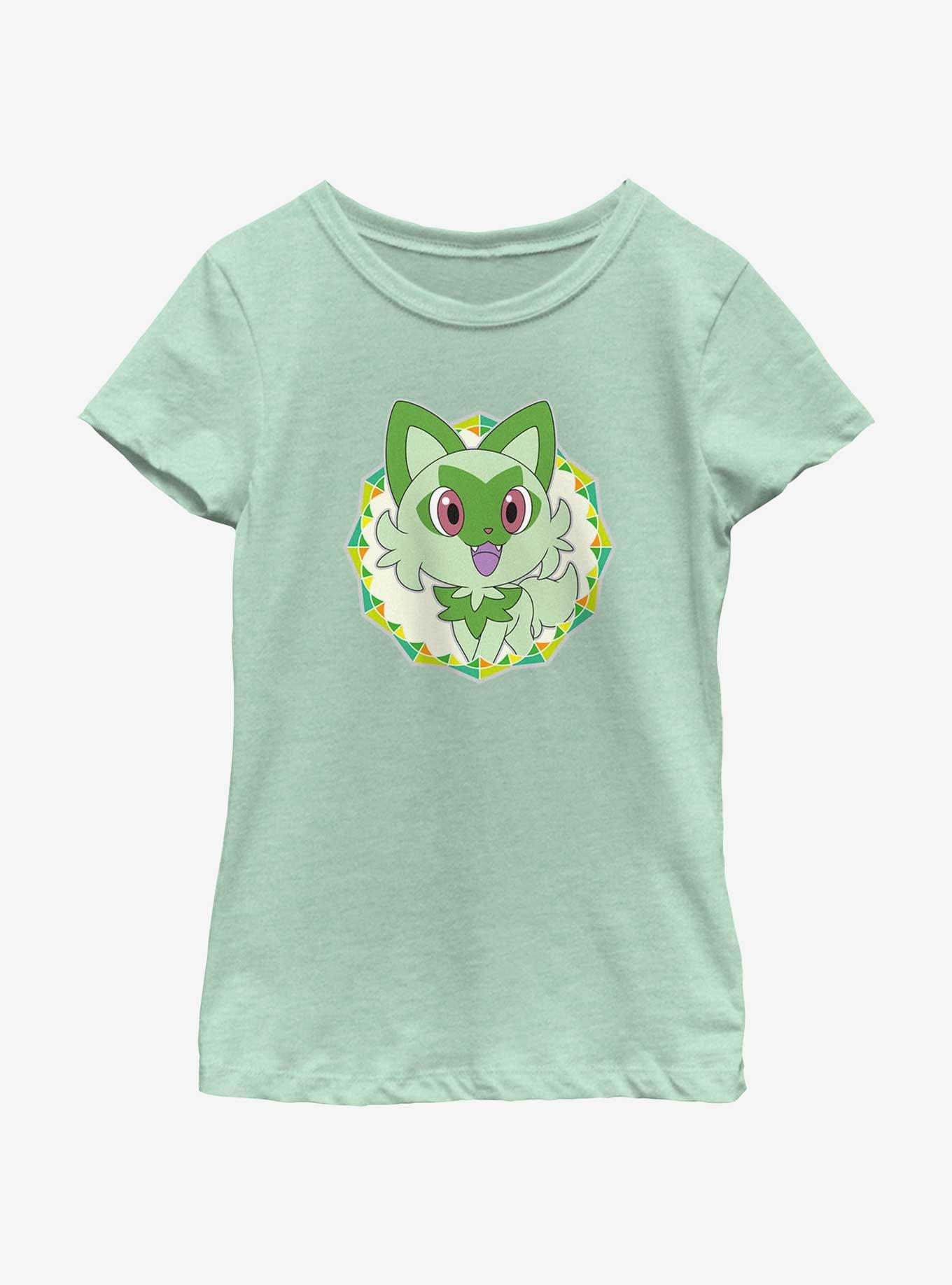 Pokemon Sprigatito Badge Youth Girls T-Shirt, , hi-res