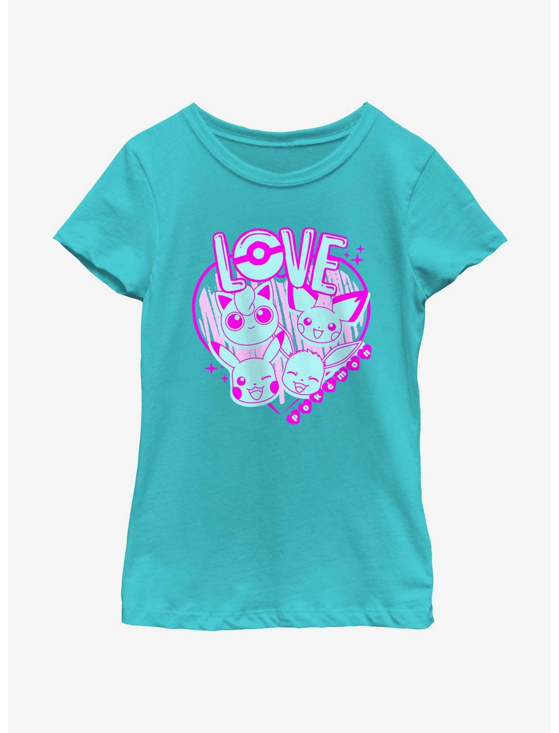 Pokemon Love Neon Youth Girls T-Shirt, TAHI BLUE, hi-res