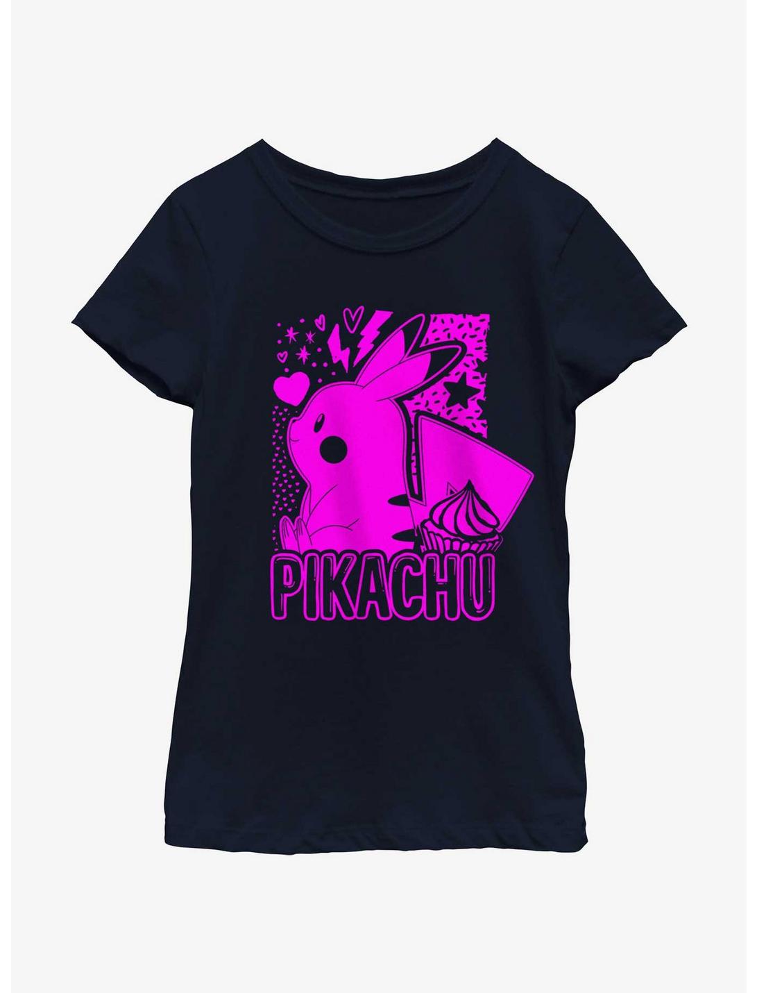 Pokemon Pikachu Sweet Neon Youth Girls T-Shirt, NAVY, hi-res