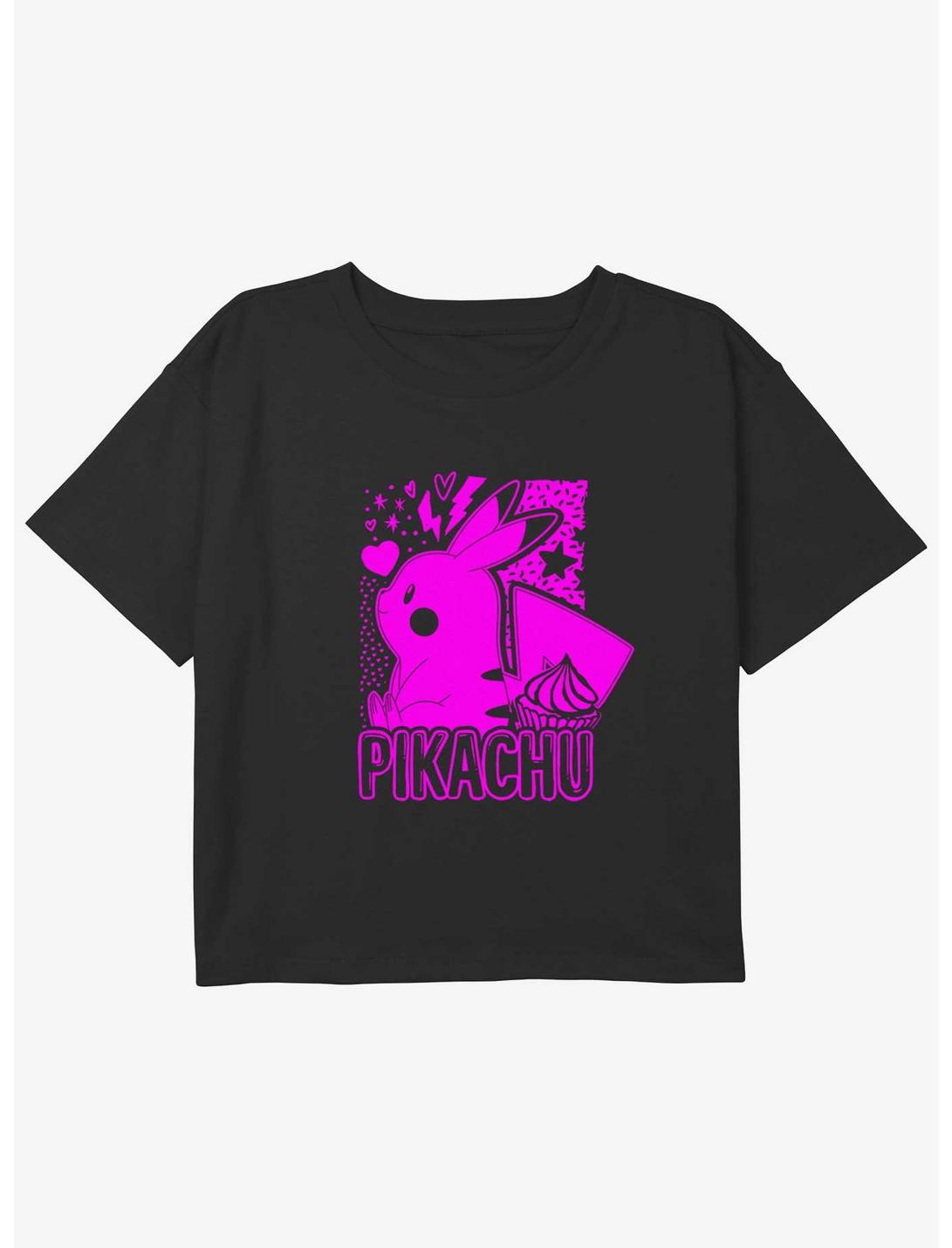Pokemon Pikachu Sweet Neon Youth Girls Boxy Crop T-Shirt, BLUE, hi-res