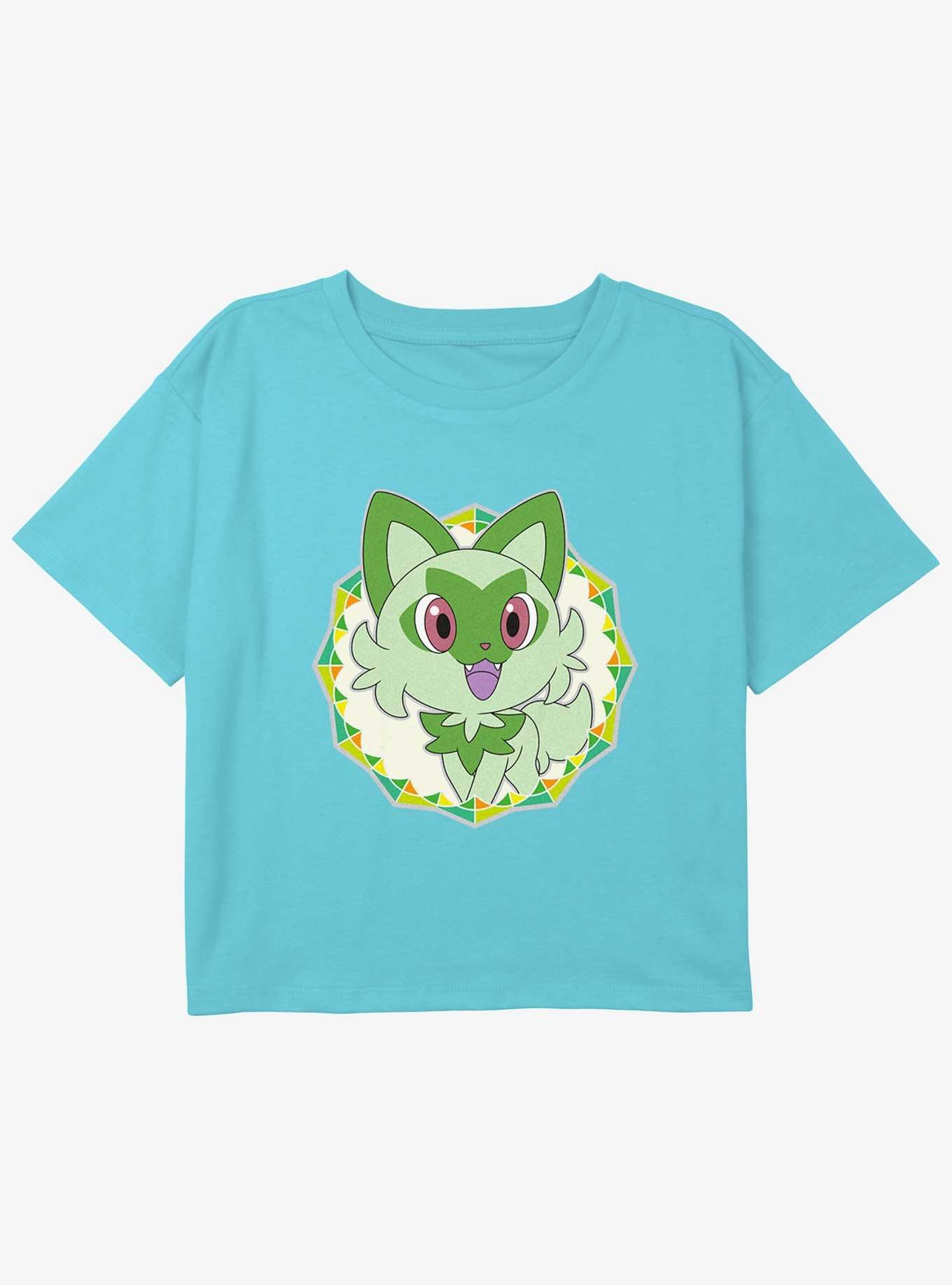 Pokemon Sprigatito Badge Youth Girls Boxy Crop T-Shirt, , hi-res