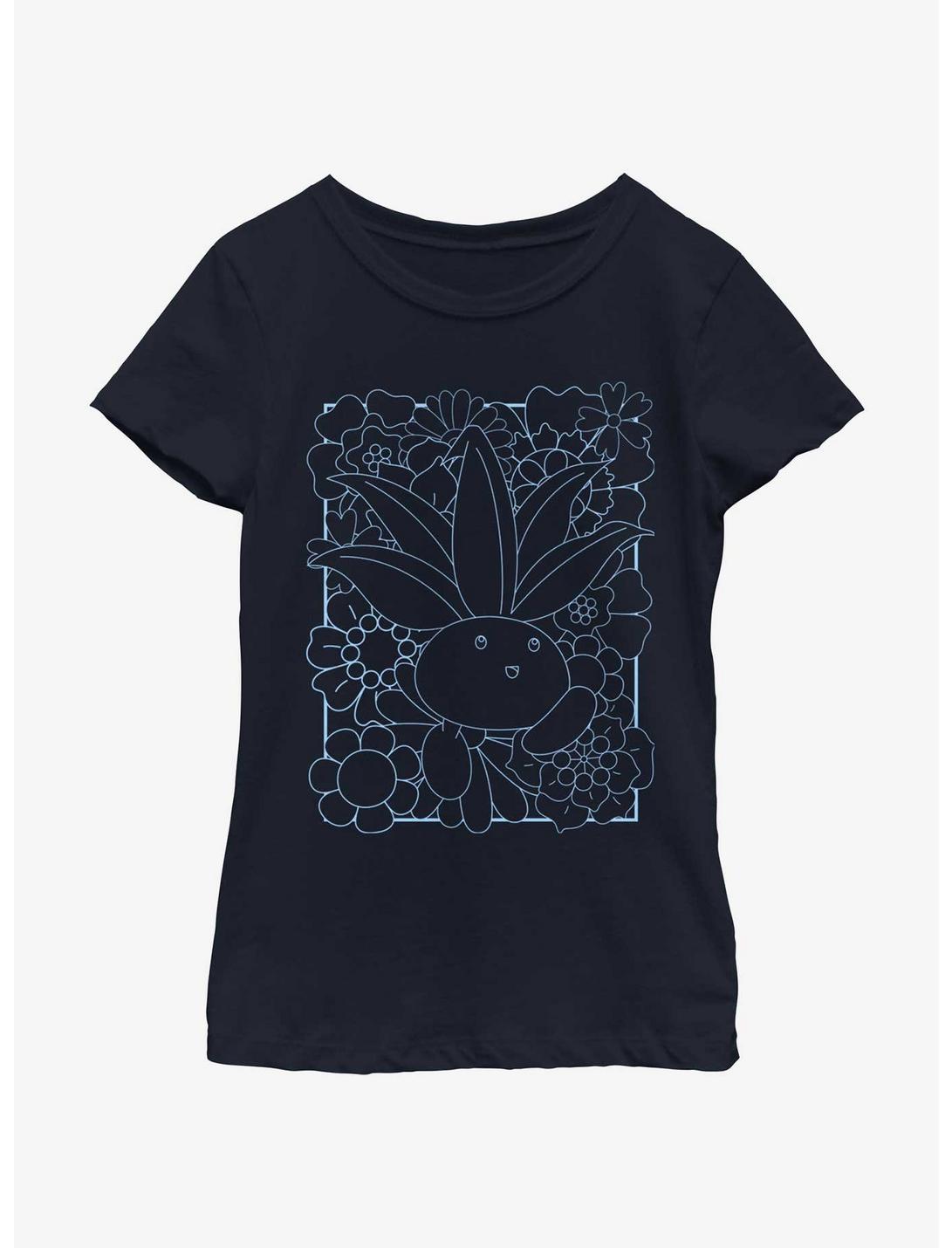 Pokemon Oddish Flower Box Youth Girls T-Shirt, NAVY, hi-res