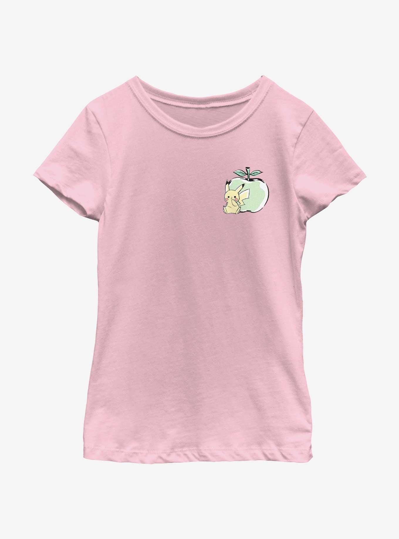 Pokemon Chibi Pikachu Apple Youth Girls T-Shirt, PINK, hi-res