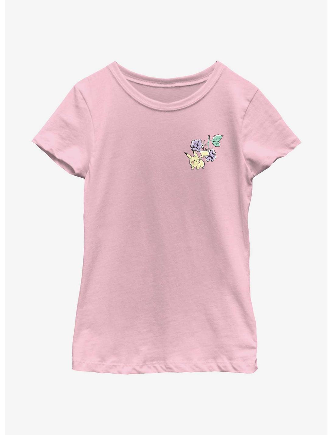 Pokemon Chibi Pikachu Grapes Youth Girls T-Shirt, PINK, hi-res