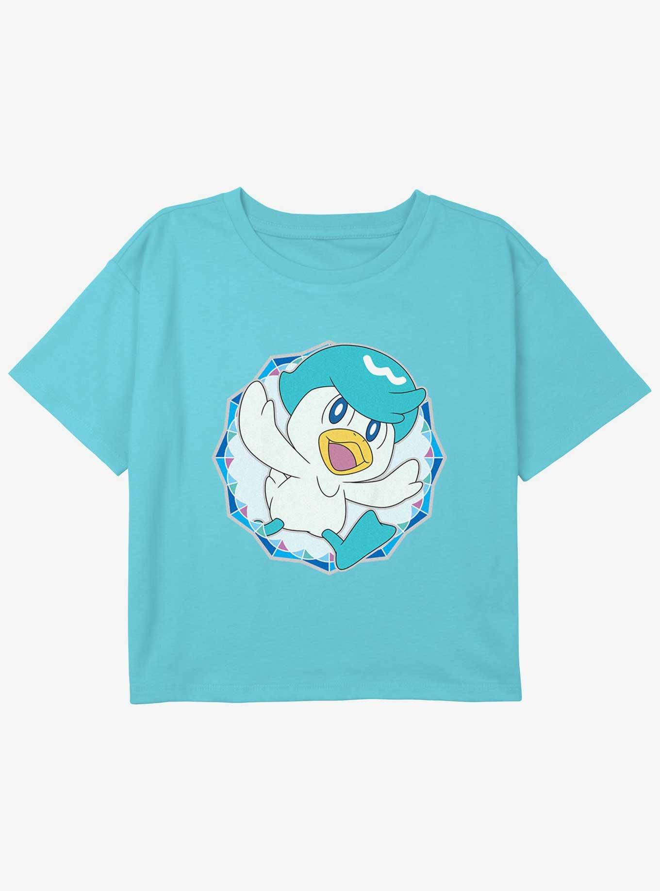 Pokemon Quaxly Badge Youth Girls Boxy Crop T-Shirt, , hi-res