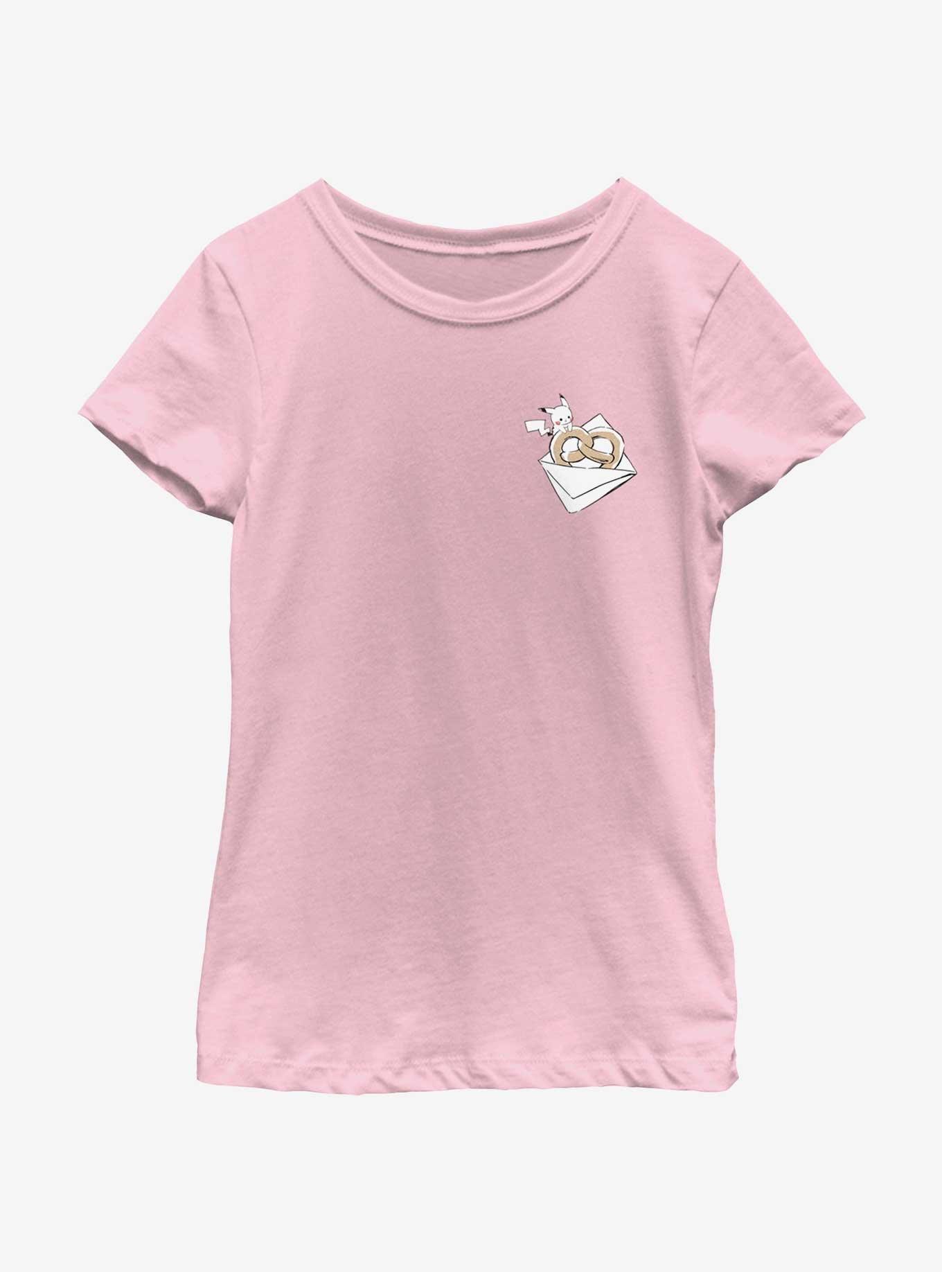 Pokemon Chibi Pikachu Pretzel Youth Girls T-Shirt, PINK, hi-res