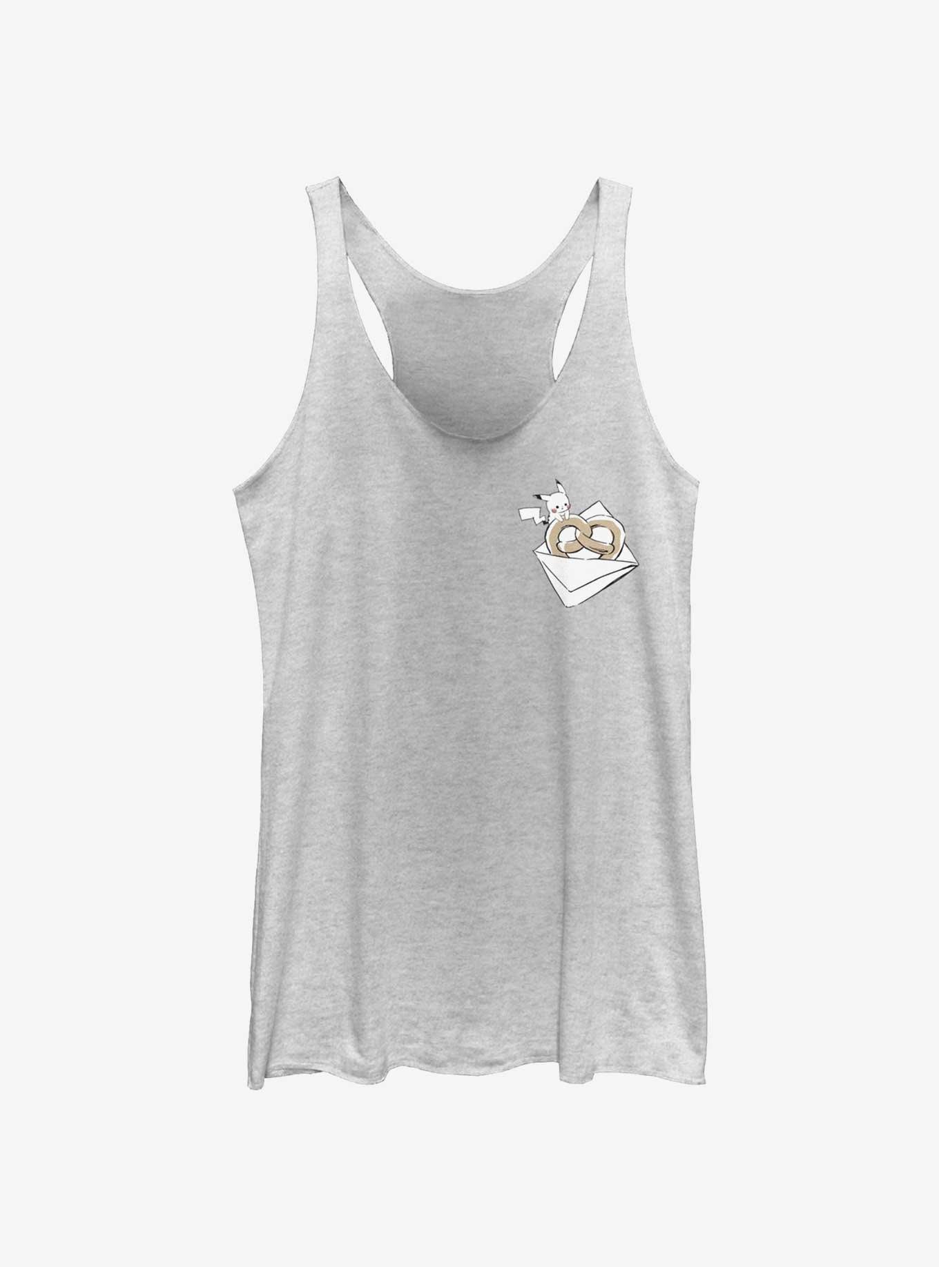 Pokemon Chibi Pikachu Pretzel Womens Tank Top, WHITE HTR, hi-res