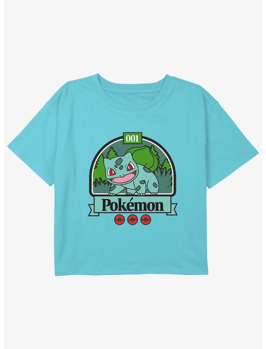 Pokemon Green Bulbasaur Youth Girls Boxy Crop T-Shirt, BLUE, hi-res