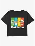 Pokemon Friends Sprigatito Quaxley Pikachu and Fuecoco Youth Girls Boxy Crop T-Shirt, BLACK, hi-res