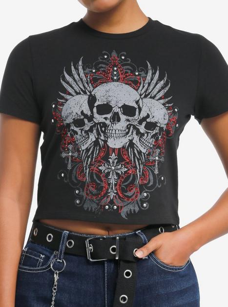 Social Collision Winged Skulls & Rhinestones Girls Baby T-Shirt | Hot Topic