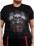 Social Collision Winged Skulls & Rhinestones Girls Baby T-Shirt Plus Size, RED, hi-res