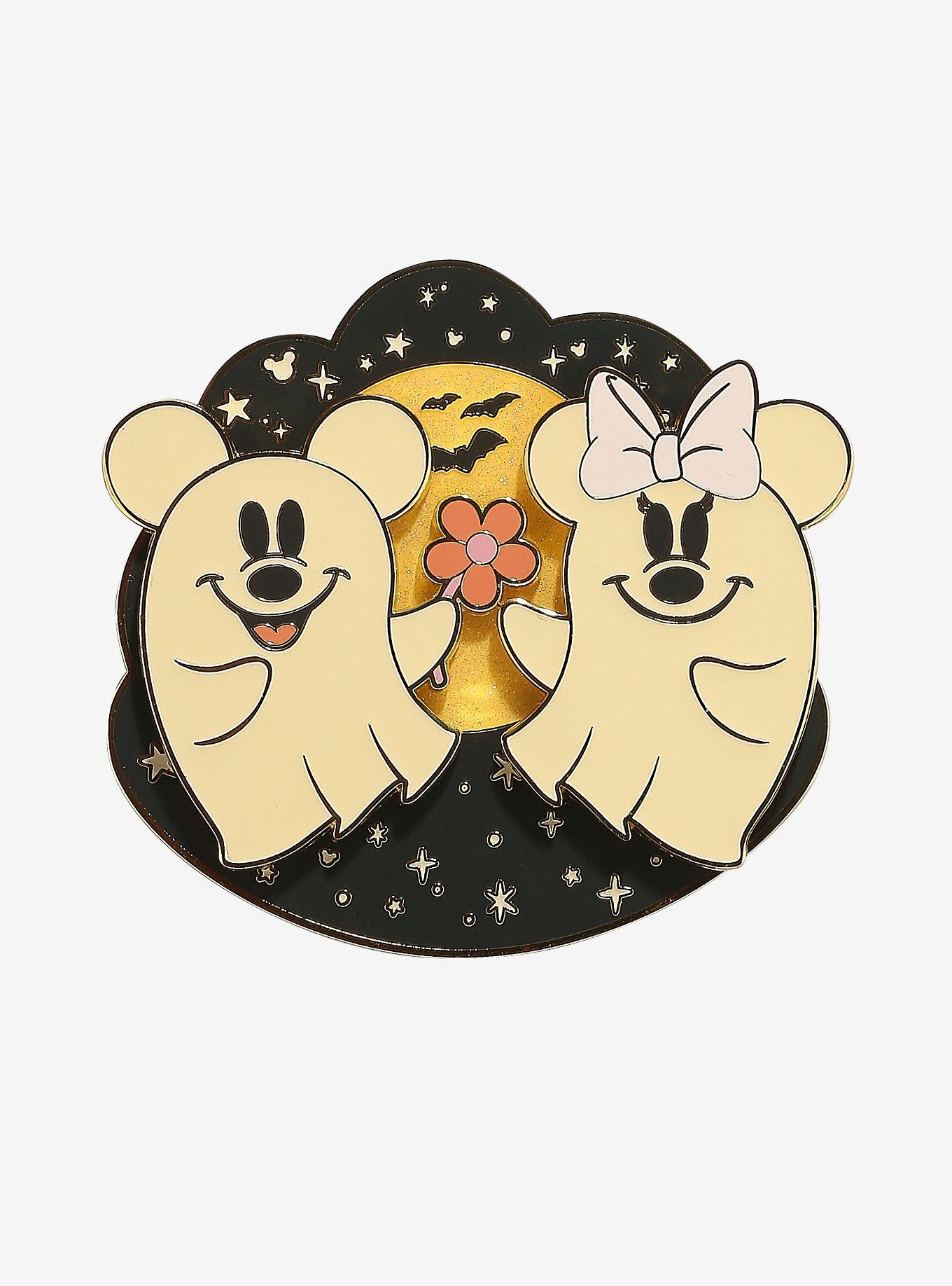 Loungefly Disney Mickey Mouse & Minnie Mouse Ghost Sliding Enamel Pin, , hi-res