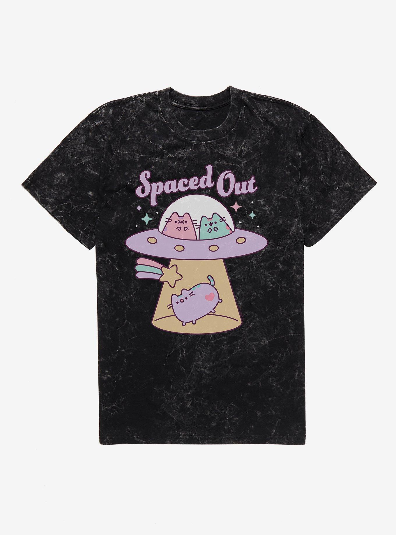 Pusheen Spaced Out Mineral Wash T-Shirt, BLACK MINERAL WASH, hi-res