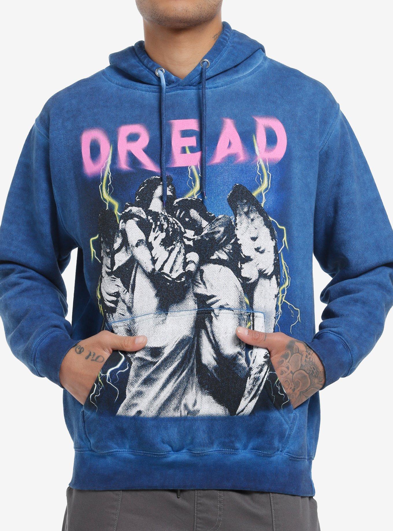 Dread Angel Statue Blue Oil Wash Hoodie, , hi-res