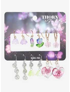 Thorn & Fable Tulip Flower Heart Glass Earring Set, , hi-res