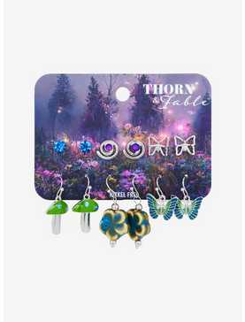Thorn & Fable Mushroom Butterfly Gem Earring Set, , hi-res