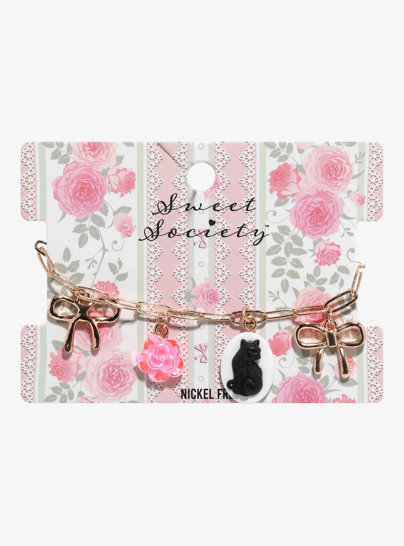 Sweet Society Bow Flower Charm Bracelet, , hi-res