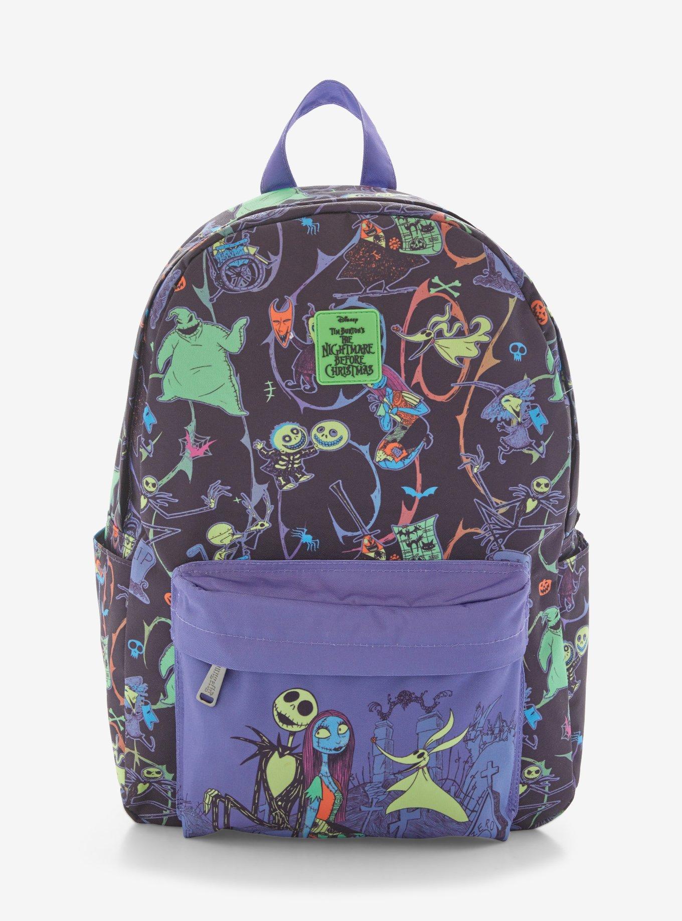 Loungefly Disney The Nightmare Before Christmas Characters Allover Print Glow-in-the-Dark Backpack, , hi-res