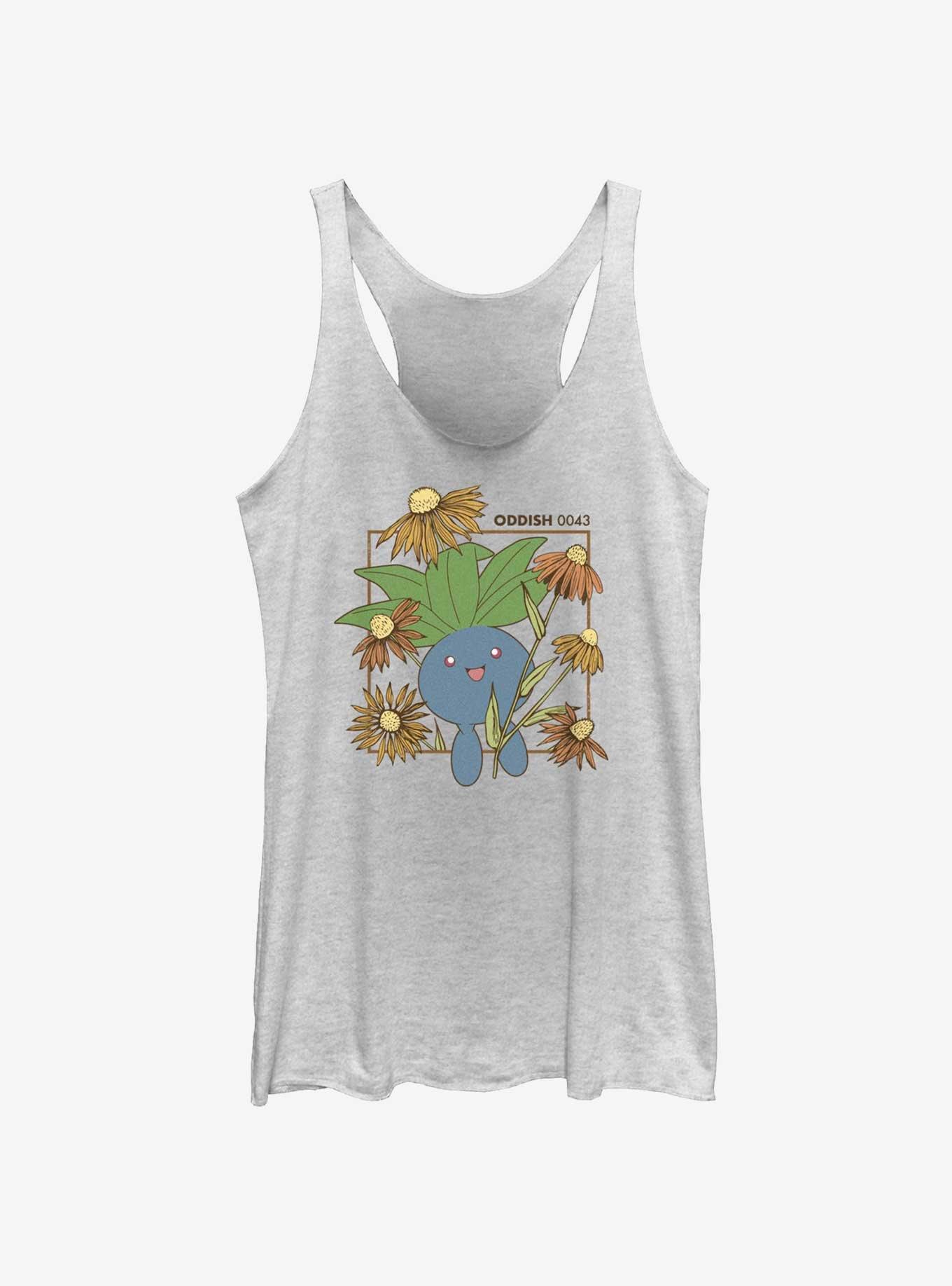 Pokemon Oddish Field Girls Tank, WHITE HTR, hi-res