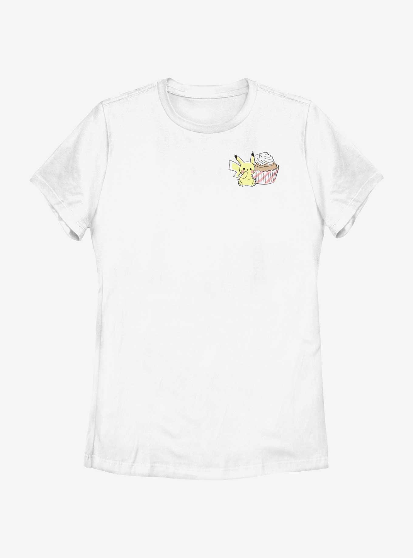 Pokemon Chibi Pikachu Cupcake Womens T-Shirt, WHITE, hi-res