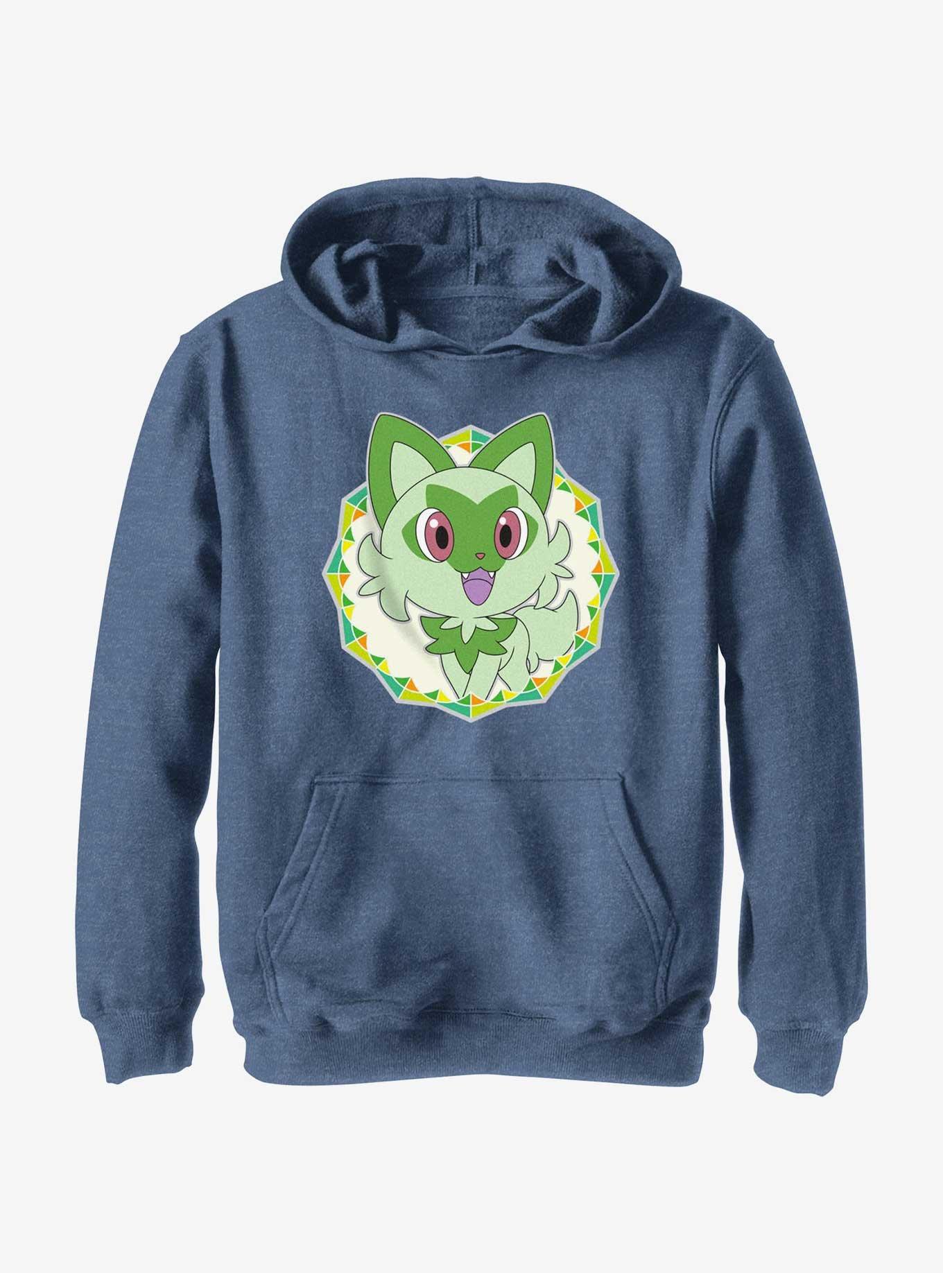 Pokemon Sprigatito Badge Youth Hoodie, , hi-res
