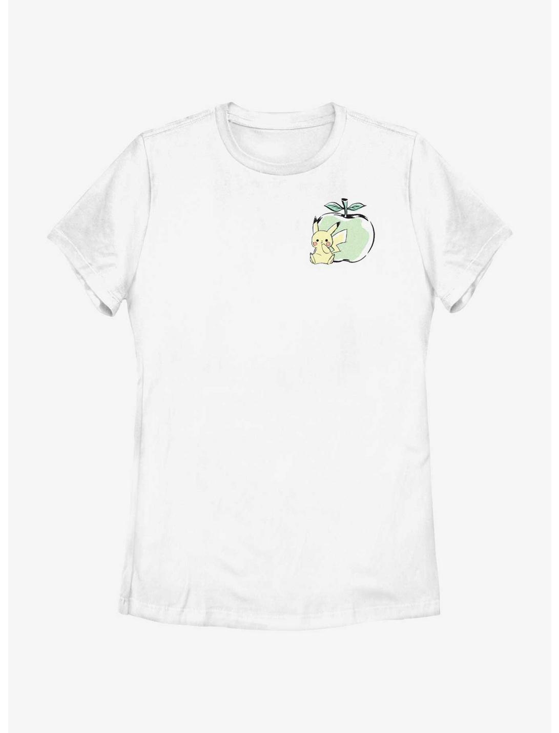 Pokemon Chibi Pikachu Apple Womens T-Shirt, WHITE, hi-res