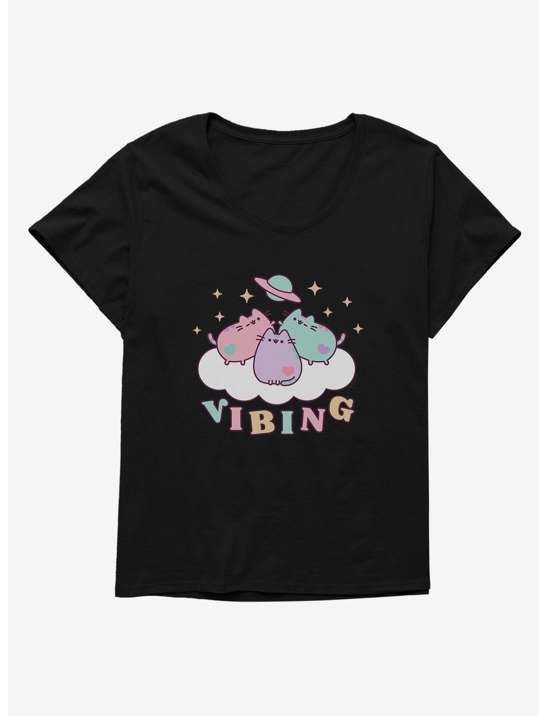 Pusheen Vibing Girls T-Shirt Plus Size, BLACK, hi-res