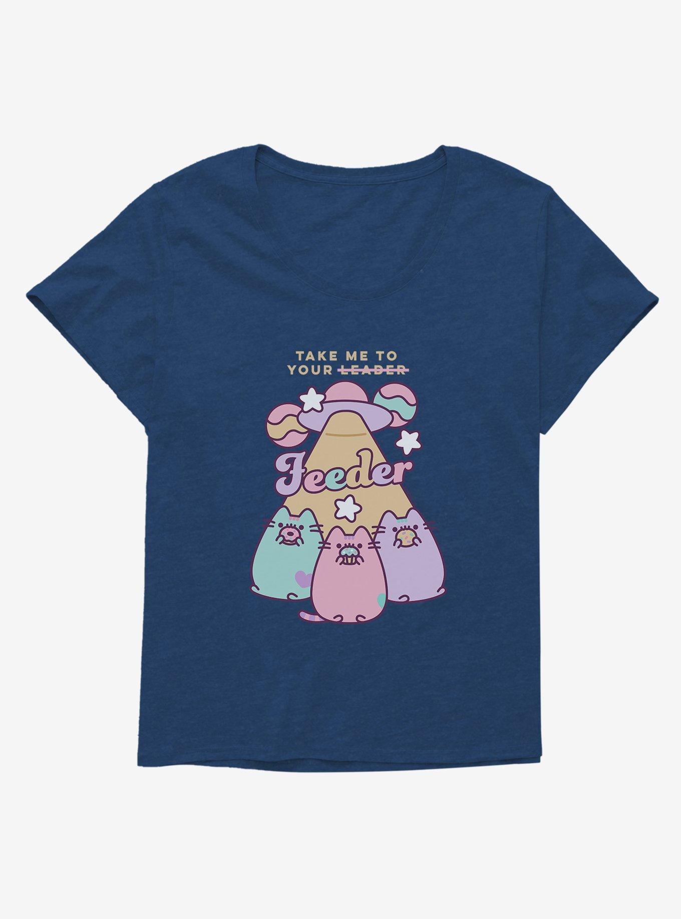 Pusheen Take Me To Your Feeder Girls T-Shirt Plus Size, ATHLETIC NAVY, hi-res