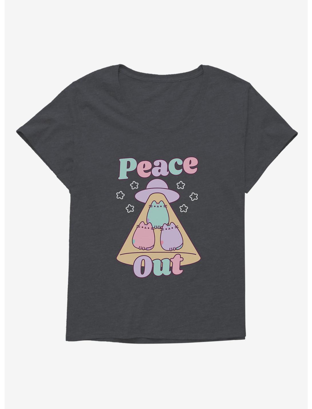 Pusheen Peace Out Girls T-Shirt Plus Size, CHARCOAL HEATHER, hi-res