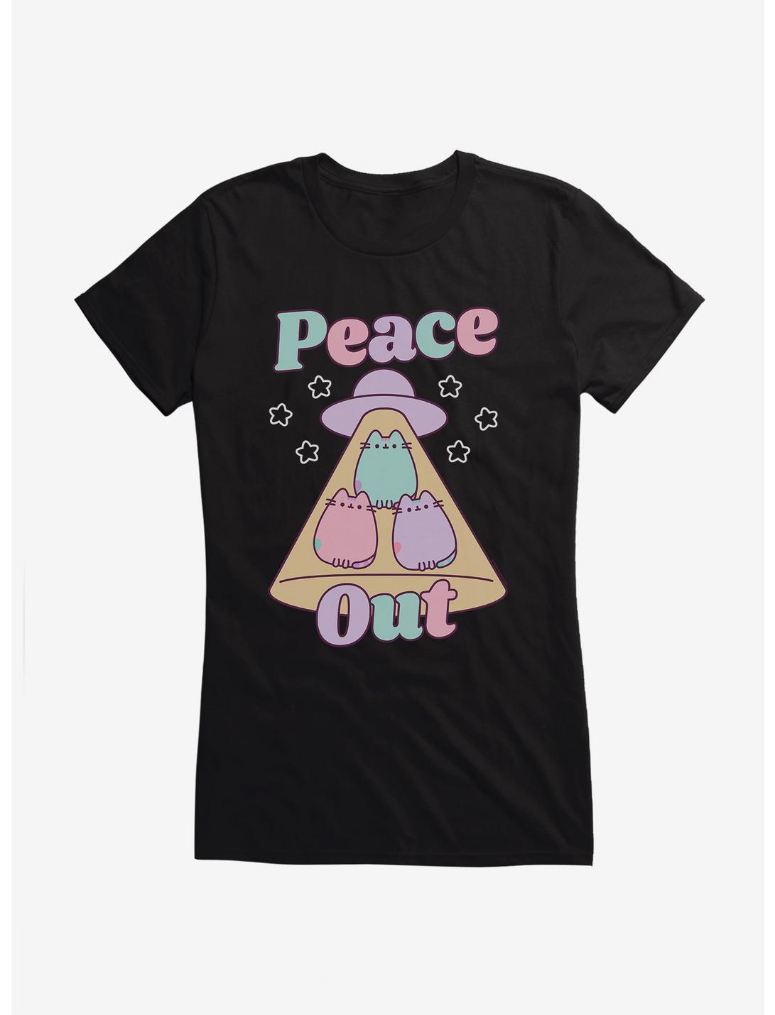 Pusheen Peace Out Girls T-Shirt, BLACK, hi-res