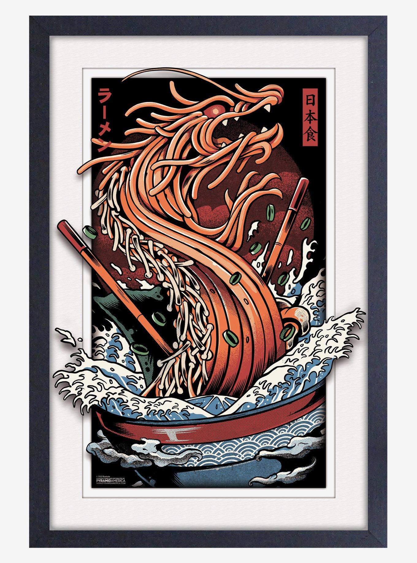 Illustrata Ramen Dragon Faux Matte Under Plexiglass Framed Poster, , hi-res