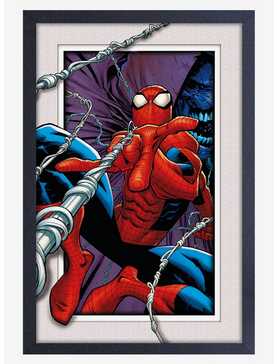Marvel Spider-Man Swinging Faux Matte Under Plexiglass Framed Poster, , hi-res