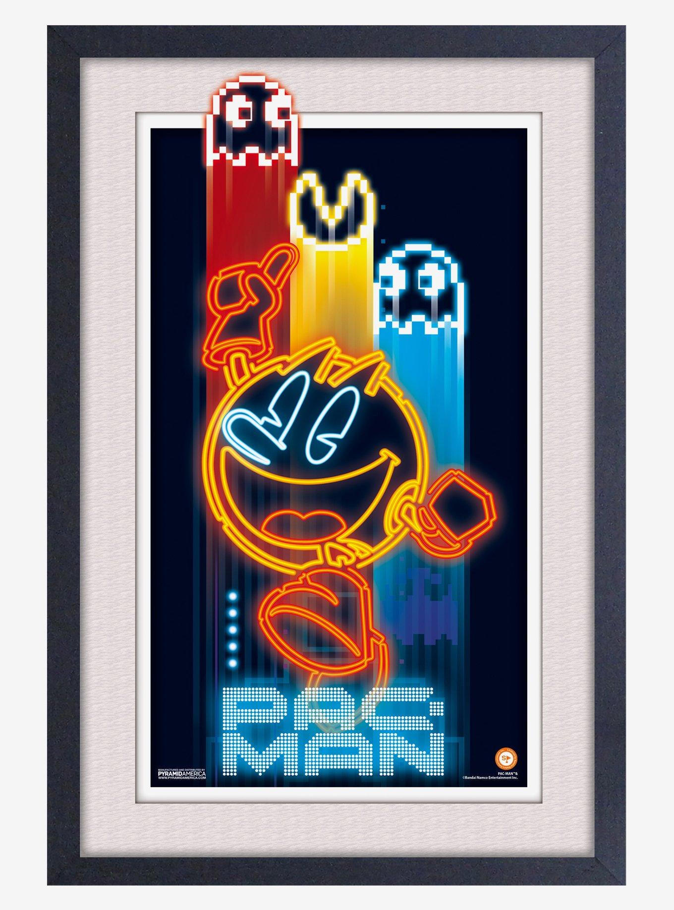 Pac-Man Neon Faux Matte Under Plexiglass Framed Poster, , hi-res