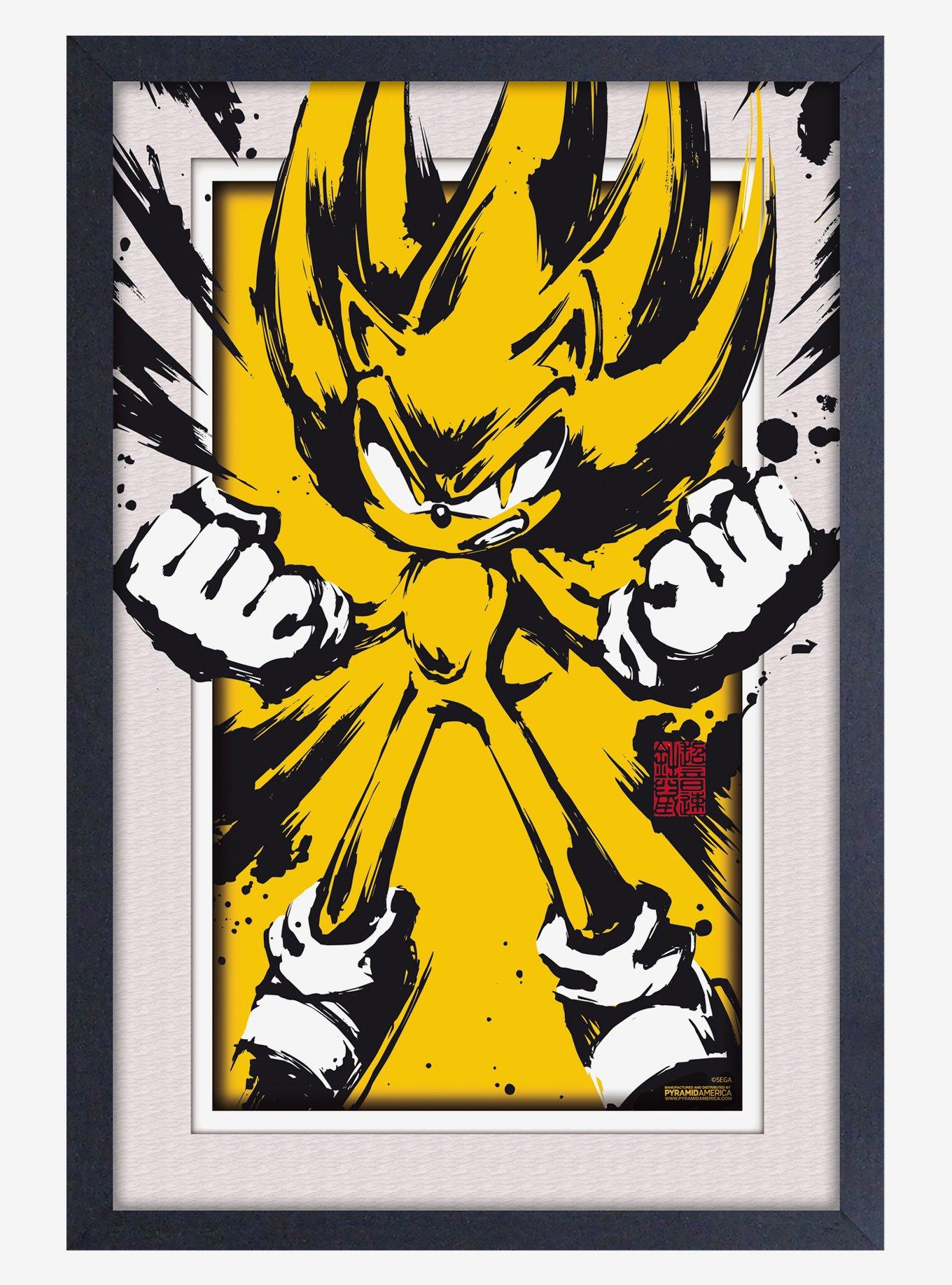 Sonic the Hedgehog Super Sonic Splatter Faux Matte Under Plexiglass Framed Poster, , hi-res