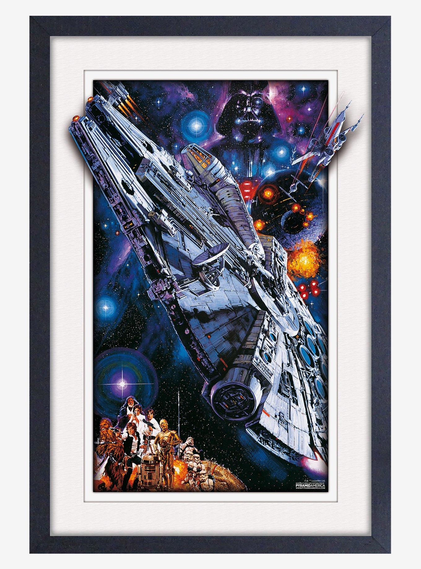 Star Wars Millennium Falcon Faux Matte Under Plexiglass Framed Poster, , hi-res