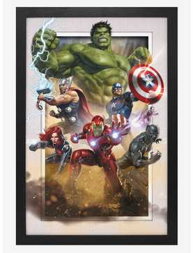 Marvel Avengers Kicking Up Dust Faux Matte Under Plexiglass Framed Poster, , hi-res